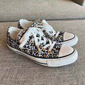 Converse Leopard Print Women’s Sneakers with White and Gold Accents